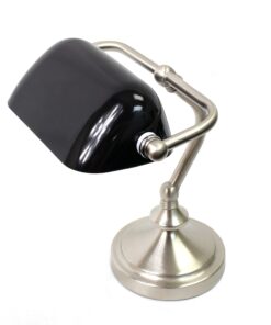 Simple Designs LT3057-BLK Traditional Mini Banker's Lamp with Glass Shade, Black 11 71wX xyCGIL