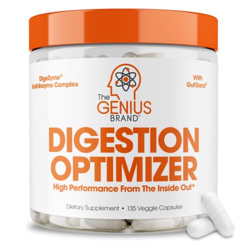 Genius Digestive Enzymes for Digestive Support, Gut Health & Total Wellness - Natural Relief Formula for Gas, Heartburn, & Constipation with Bromelain, Ginger & Prebiotics - 135 Vegetarian Capsules