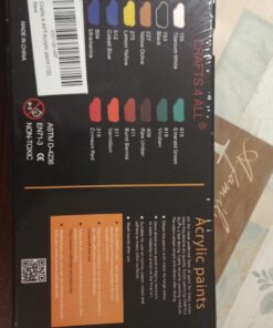 Acrylic Paint Set for Adults and Kids - 12 Pack of 12mL Paints with 3 Art Brushes, Non-Toxic Craft Paint, Halloween Pumpkin Painting Kit - Canvas, Ceramic, Rock Paint - Art Supplies 0.4 Fl Oz (Pack of 12) 40 71wXS0YzkHL