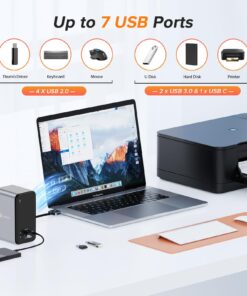 USB C Docking Station Dual Monitor for MacBook Pro/Air, 13-in-2 Triple Display Laptop USB-C Hub, Type C Dock with 2 4K HDMI, VGA, PD3.0, 7 USB, RJ45, 3.5mm Audio 32 71wZdwLnE1L