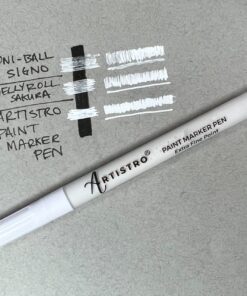 ARTISTRO White Paint Pen for Rock Painting, Stone, Ceramic, Glass, Wood, Tire, Fabric, Metal, Canvas. Set of 5 Acrylic Paint White Marker Water-based Extra-fine Tip 5 Extra-Fine White 32 71wbUIXFyTL