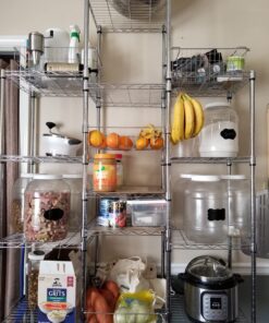 Whitmor Supreme Stacking Shelf with Basket - Adjustable Home Organizer - Chrome Stacking Shelf W/Basket 35 71wc0yk03fL