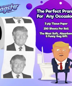 Gagster Donald Trump Toilet Paper Roll - 3 Ply Funny Novelty Bathroom Tissue Gag - 200 Sheets Per Roll - Joke Gifts - Prank Gift for Adults Black and White Printed Sheets - Make Your Butt Laugh Trump Black & White 12 71wc2Rz6XFL