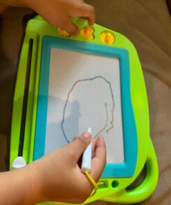 AiTuiTui Magnetic Drawing Board Mini Travel Doodle, Erasable Writing Sketch Colorful Pad Area Educational Learning Toy for Kid/Toddlers/Babies with 3 Stamps and 1 Pen (Green) Green 41 71wc4HlrggL