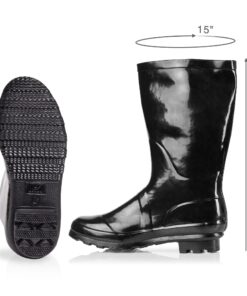 Alternative view of NORTY Women's Hurricane Wellie Rain Boots - Mid-Calf Length - Glossy Matte Waterproof Rubber Shoes 6 Black