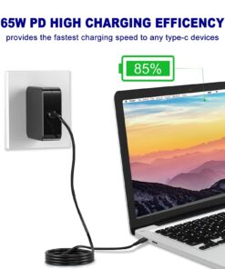 65W USB C Power Adapter, PDUSBSZ Type C Power PD Wall Fast Charger Compatible with Mac Book Pro, Dell Latitude, Lenovo, Huawei Matebook, HP Spectre, Acer Chromebook and Any Laptops or Smart Phones 65W 27 71wcODOm4JL