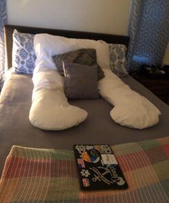 Pregnancy Pillow, Full Body Maternity Pillow with Contoured U-Shape by Bluestone, Back Support 60 x 35 x 7" Pillow & Pillowcase White 46 71wcb 3iCHL