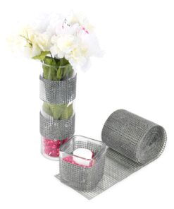Alternative view of Silver Diamond Sparkling Rhinestone Mesh Ribbon for Event Decorations, Wedding Cake, Birthdays, Baby Shower, Arts & Crafts, 4.75" x 10 Yards, 24 Row, 1 Roll