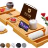 ROYAL CRAFT WOOD Luxury Bathtub Caddy Tray, One or Two Person Bath and Bed Tray, Bonus Free Soap Holder (Natural Bamboo Color) (Natural) Natural (Classic)