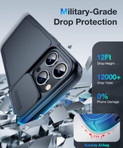 Simtect Designed for iPhone 14 Pro Max Case with Sliding Camera Cover, Shockproof & Mil-Grade Protective Phone Case for iPhone 14 Pro Max 6.7"- Black 1. Space Black 59 71we10PaksL