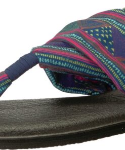 Sanuk Women's Yoga Sling 2 Print Vintage Sandal 5 Navy Multi Geo Stripes
