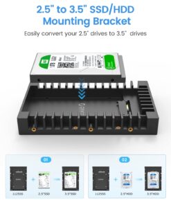 ORICO 2.5 SSD SATA to 3.5 Hard Drive Adapter Internal Drive Bay Converter Mounting Bracket Caddy Tray for 7 / 9.5 / 12.5mm 2.5 inch HDD / SSD with SATA III Interface(1125SS) 1125SS-V1-BK-EP 27 71wegH2HOtL