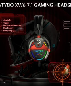 Tatybo Gaming Headset with 7.1 Surround Sound for PC PS4 PS5, USB & 3.5mm PC Headset with Noise Cancelling Microphone, Gaming Headphones for Switch Laptop Xbox one Black and Red 25 71wfkA2vDEL