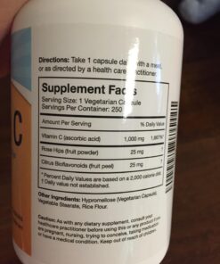 Viva Naturals Vitamin C 1000mg - Non-GMO Vitamin C Supplements with Citrus Bioflavonoids & Rose Hips for Immune Support & Antioxidant Protection, 250 Vegetarian Capsules 33 71wfrw2K9gL