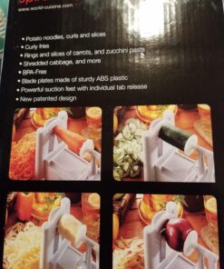 Paderno World Cuisine 3-Blade Vegetable Slicer / Spiralizer, Counter-Mounted and includes 3 Stainless Steel Blades White 54 71wgUY0Xk L