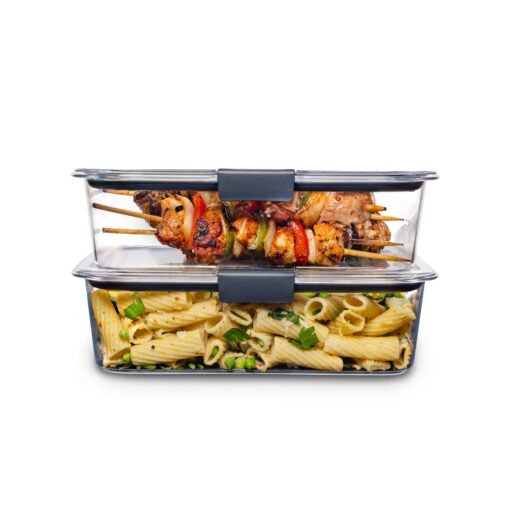 Rubbermaid Brilliance BPA Free Food Storage Containers with Lids, Airtight, for Lunch, Meal Prep, and Leftovers, Clear , Set of 2 (9.6 Cup) Set of 2 (9.6 Cup)