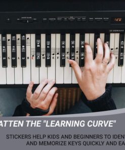 Alternative view of Piano and Keyboard Music Note Full Set Stickers for White and Black Keys; Transparent and Removable; Made in USA