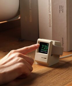 elago W3 Stand Compatible with Apple Watch Series Series 9/8/7/6/SE/5/4/3/2/1/SE (45mm, 44mm, 42mm, 41mm, 40mm, 38mm) (Black) - Classic Monitor Design, Compatible with Nightstand Mode Black 34 71wkZ5YQvmL