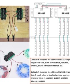 SUPERNIGHT LED Pixel Strip Amplifier Signal Data SPI Repeater for WS2801 WS2811 WS2812B WS2813 WS2815 SK6812 SK9822 Addressable RGB Light Strip Dream Color Programmable Rope Lighting 5v-24v SP901E 13 71wkuC2mPyL