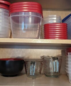 Rubbermaid 60-Piece Food Storage Containers with Lids, Salad Dressing and Condiment Containers, and Steam Vents, Microwave and Dishwasher Safe, Red 31 71wlOF5SMIL