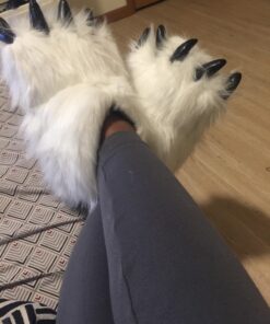 Cute Fuzzy Animal Paw Slippers Fluffy Animal Claw Slippers Soft Funny Monster House Shoes for Adults Women for Halloween Christmas Birthday Kids Winter Warm Bedroom Home Indoor Outdoor for Women 8.5 Women/7 Men Snow Bear 18 71wlPN9VXFL