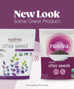 Alternative view of Nutiva USDA Organic Premium Nutrient-Dense Raw Black Chia Seeds with 3g Protein & 5g Fiber for Salads, Yogurt & Smoothies, Non-GMO, Vegan, Gluten-Free, Keto & Paleo, 32 Ounce (Pack of 1) 32 Ounce (Pack of 1)