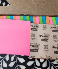 Post-it Super Sticky Notes, 3x3 in, 24 Pads, 2x the Sticking Power,Energy Boost Collection, Bright Colors (Orange, Pink, Blue, Green), Recyclable 50 71wmBlCAPL