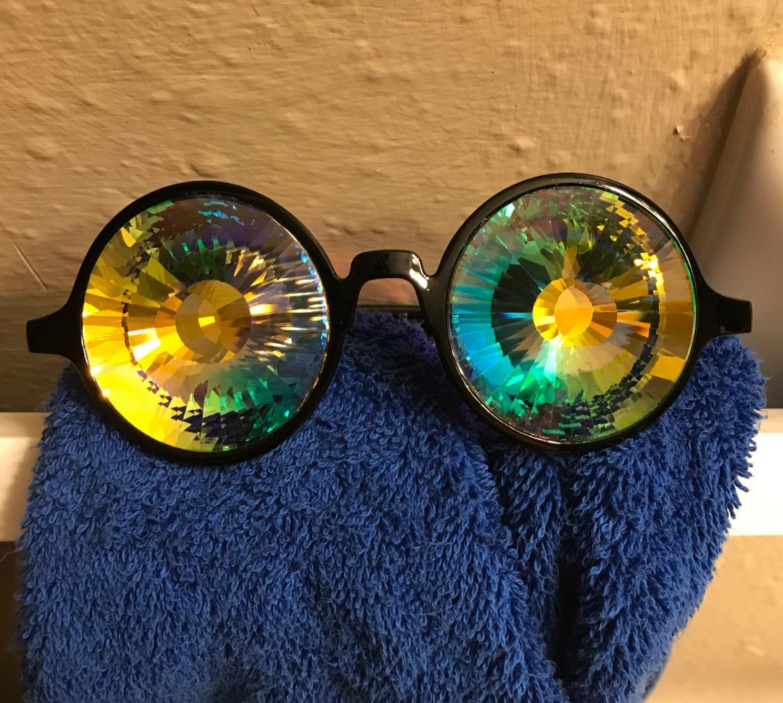 Glofx Black Kaleidoscope Glasses Rainbow Wormhole Swiftsly