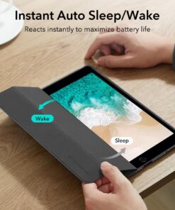 ESR for iPad 9.7 Inch Case, Trifold Smart Case Compatible with iPad 5th/6th Generation, Two-Way Stand, Slim and Lightweight, Auto Sleep and Wake, Ascend Series Case, Black 01black 41 71wmQSxXacL