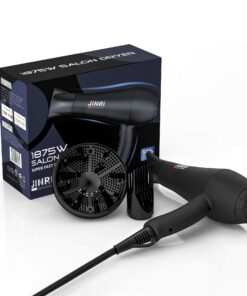 JINRI Infrared Professional Salon Hair Dryer Ionic Hair Dryer with Diffuser & Concentrator Attachments for Curly Hair, Black (Large) 34 71woopeomnL 4