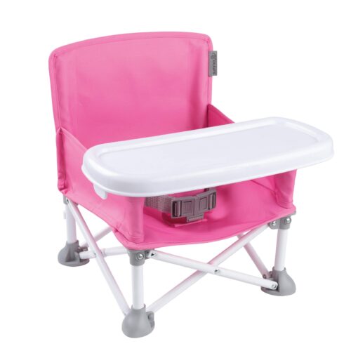 Summer Infant Pop 'N Sit Portable Booster Chair, Floor Seat, Indoor/Outdoor Use, Compact Fold, Pink, 6 Mos - 3 Yrs