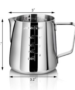 Alternative view of New Star Foodservice 28805 Commercial Grade Stainless Steel 18/8 Frothing Pitcher, 12-Ounce with Measurement Scale 12-Ounce Frothing Pitcher