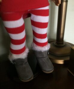 Sophia's Gray Suede Winter Boots with White Faux Fur Lining and Trim Plus Gray Side Button and Soft Tan Soles for 18" Dolls, Gray 45 71wtNTvAmpL