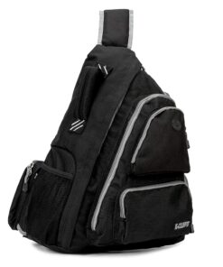 K-Cliffs Heavy Duty Sling Backpack Water-Resistant Laptop Bookbag Body Bag Bright Color Safety Reflective Stipe Black V2 10 71wtU6rN4rL