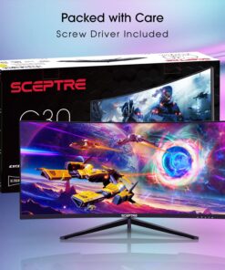Sceptre 30-inch Curved Gaming Monitor 21:9 2560x1080 Ultra Wide/ Slim HDMI DisplayPort up to 200Hz Build-in Speakers, Metal Black (C305B-200UN1) 25 71wuAEafCL