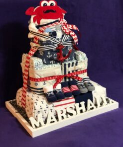 Orino Waterproof Nursery Nautical Fabric Small Storage Baskets Beach Anchor Theme Collapsible Portable Storage Bins with Handle for Cloth, Toys, Books, Sundries, Set of 3 Navy Blue Style 29 71wuC2lmFyL