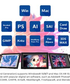 XPPen Artist 22 2nd Drawing Tablet with Screen Graphics Tablet 122% sRGB with 8192 Levels Battery-Free Stylus, 21.5inch Pen Display Compatible with Windows, Mac, Linux with Adjustable Stand 21.5 Inch 25 71wwEJnP46L