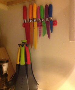 Chefcoo Kitchen Knife Set Plus Magnetic Strip and Sharpener One Cutlery Knives-Best Color Cooking Gadgets-Includes Cheese, Pizza, Paring, 14.5 x 10.9 x 1.5 inches, Red, Yellow, Blue, Green, Pink 25 71wwGKMxawL