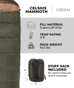 TETON Sports Mammoth Queen Size Sleeping Bag- Double Sleeping Bag – A Warm Bag the whole family can enjoy – Great Sleeping Bag for Camping, Hunting and base camp. Compression Sack Included 28 71wwQCd7iHL 1