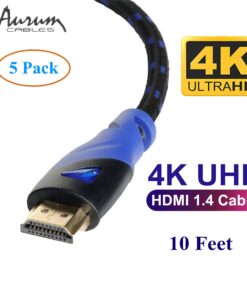 Aurum Ultra Series High Speed HDMI Cable with Ethernet - Braided 10 Ft HDMI Cable Extender Supports 3D and Audio Return Channel up to 4k Resolution - Compatible with TV, PC, Laptops, PS3-5 Pack 30 AWG 5 9 71wwxCEXrZL