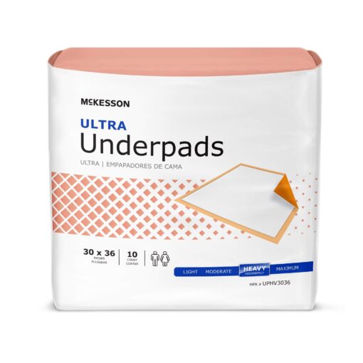 McKesson UPHV3036 StayDry Ultra Underpads, 30" x 36" (Pack of 100) Peach Backsheet