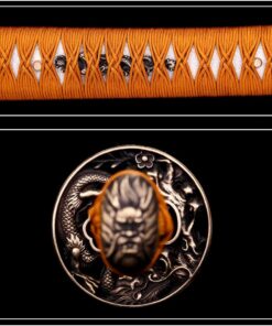 siwode Handmade Katana,Xin New Rope, Full Tang,Japanese Ninja Samurai Real Sword (T10 Clay_Tempered) 40-Inch Hollow Dragon Copper Tang 31 71wzDaQa9RL
