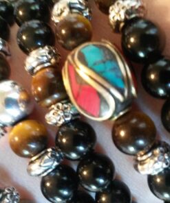 COAI Black Obsidian Stone Bracelet Necklace Mala Beads 108 Tiger Eye 36 71x07OOy5HL