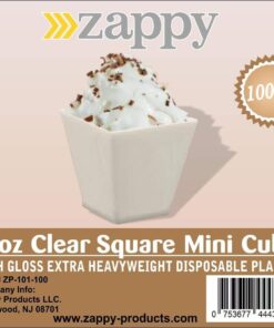 Zappy 100 Ct Elegant Square Mini Cube 2oz Clear Tasting Sample Shot Glasses 100 Ct Dessert Cups Disposable Plastic 100 Count (Pack of 1) 31 71x0ipyUuuL
