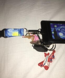 Vincent Van Gogh The Starry Night Print Lanyard with PU Leather ID Badge Holder Wallet with 3 Card Pockets, Safety Breakaway Clip & Matching Note Card. Gift of Carabiner Keychain Flashlight. Breakaway + Keychain Light 44 71x19n1zDQL