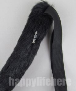 Happylifehere Long Fur Cat Ears and Cat Tail Set Halloween Party Kitty Cosplay Costume Kits (Black) Black 17 71x1AONsRzL