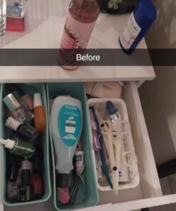 Vtopmart 25 PCS Clear Plastic Drawer Organizers Set, 4-Size Versatile Bathroom and Vanity Drawer Organizer Trays, Storage Bins for Makeup, Bedroom, Kitchen Gadgets Utensils and Office 43 71x33Quy3AL