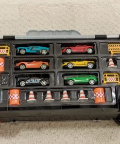 Amazon Basics Toy Car Carrier Truck With Storage For Kids Ages 3 and Up, 6-Pieces Diecast Vehicles & 16 Accessories, Multicolor, Medium 60 71x3W3zmZvL