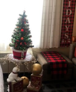 HOLIDAY PEAK 3’ Musical Spinning Fiber Optic Christmas Tree, Pre-Lit and Fully Decorated Revolving Tree 23 71x5dLEauFL