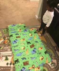 Wildkin Original Nap Mat with Reusable Pillow for Boys & Girls, Perfect for Elementary Daycare Sleepovers, Features Hook & Loop Fastener, Cotton Blend Materials Nap Mat for Kids (Wild Animals) Wild Animals 29 71x5oUBFuL